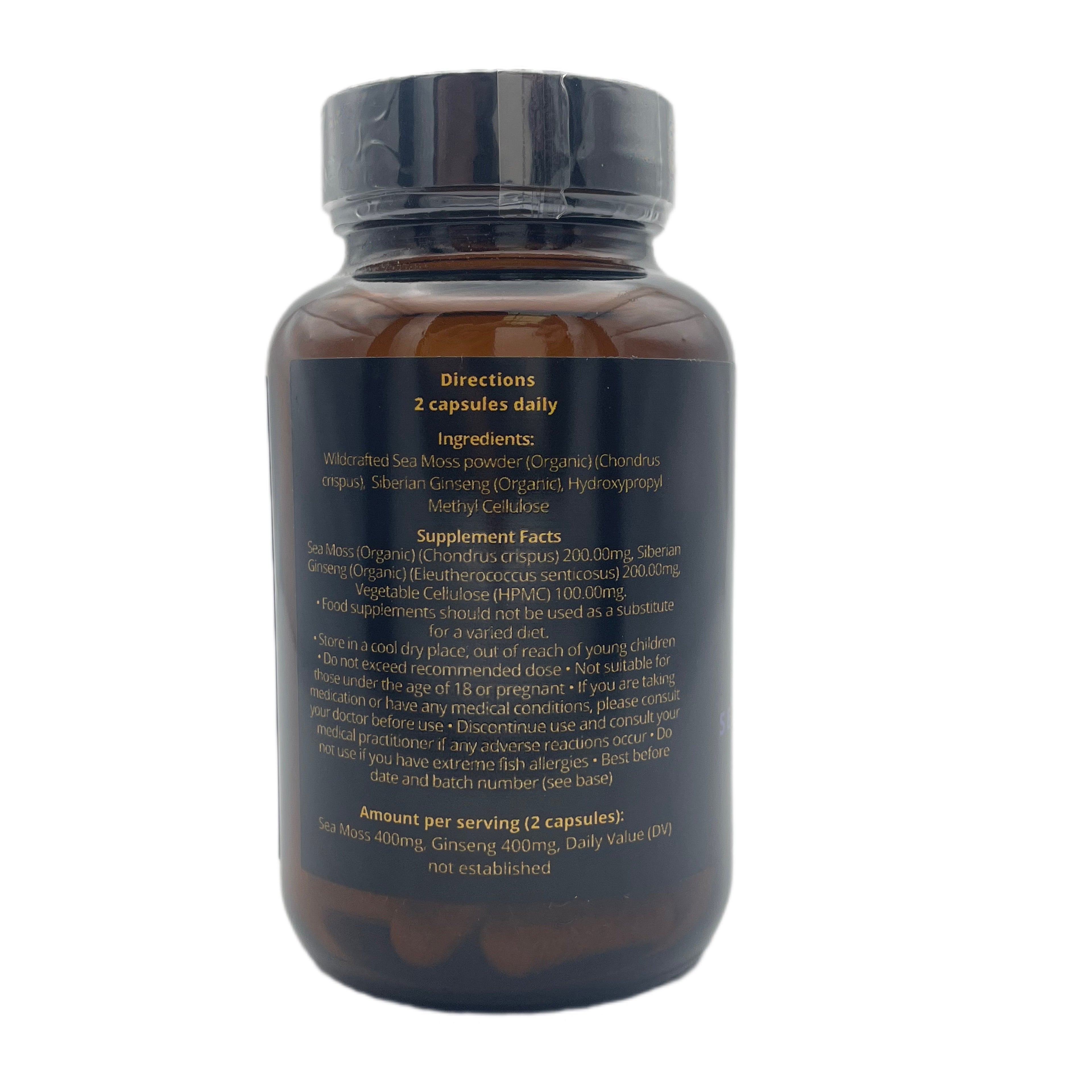 Sea Moss & Ginseng Capsules Nutritional facts