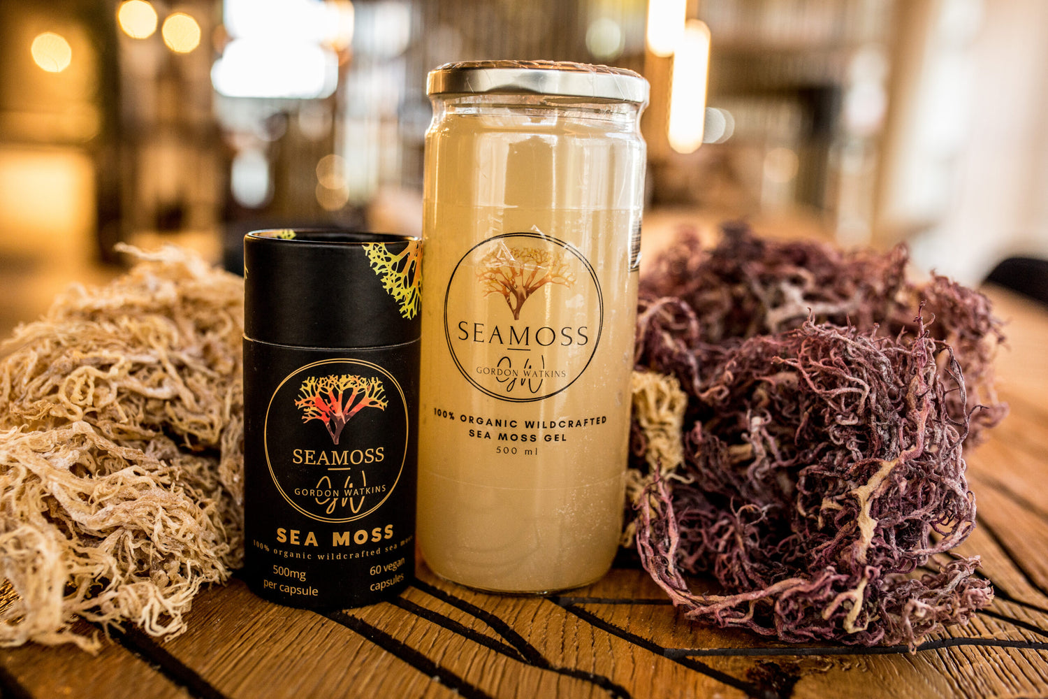 gordon watkins organic sea moss products purple sea moss, golden sea moss, sea moss powder capsules and sea moss gel 